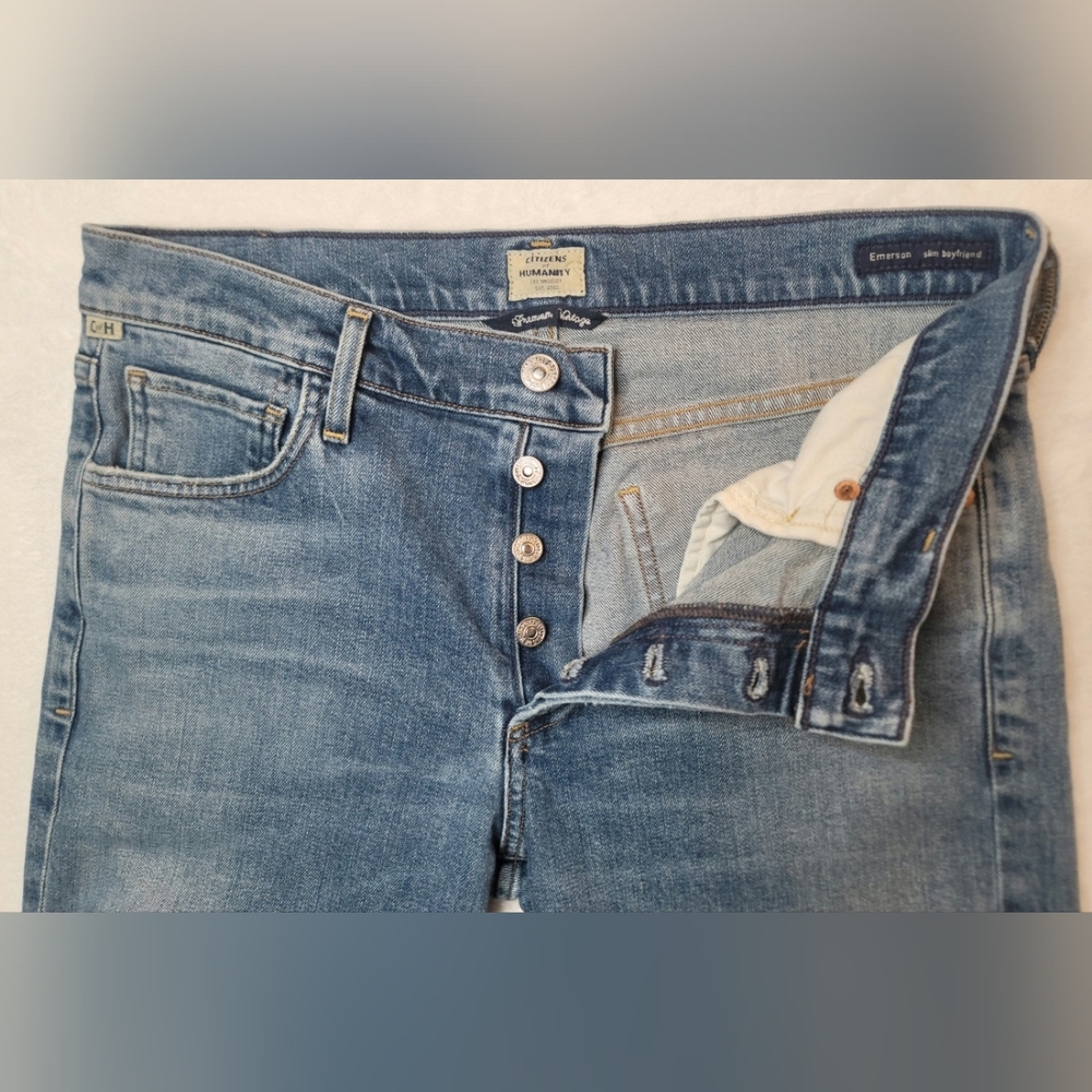 Citizens Of Humanity Emerson Slim Boyfriend Jean Sz 27 Distressed Raw Frayed Hem - Picture 6 of 15